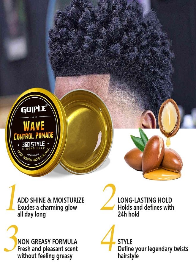 Goiple Hair Twist Sponge Brush Twist Styler Comb for Black Men - Washable Afro Curl Sponge Racket for Barbers & Daily Use, Ideal for Coiled, 4C Hair - Wave Pomade Butter Rubber Large Tooth Brush Set (Gold) - Image 4